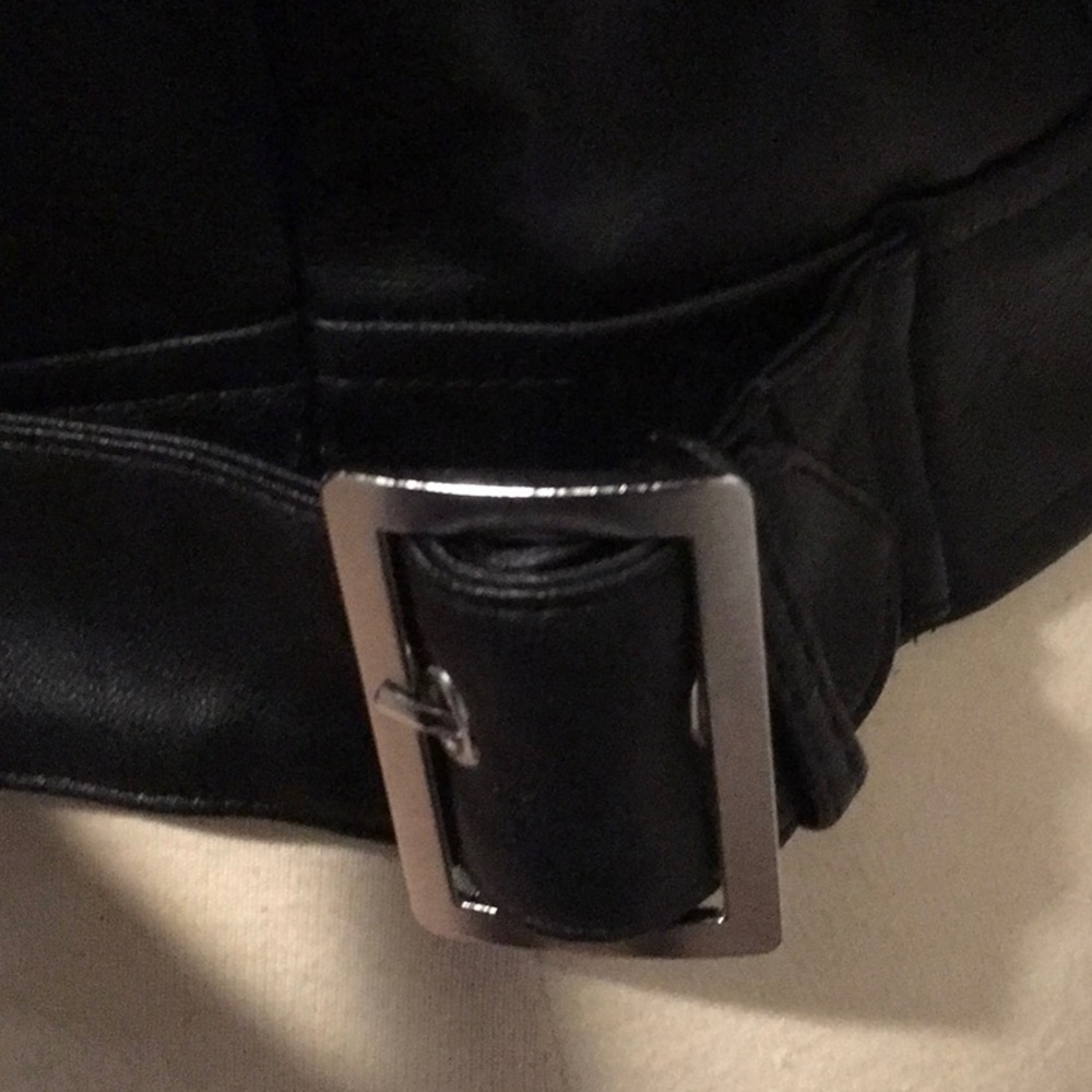 .Black Vegan Leather Moto Jacket - Picture 6 of 8